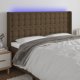 vidaXL Zaglowek do lozka z LED ciemnobrazowy 203x16x118/128 cm tkanina