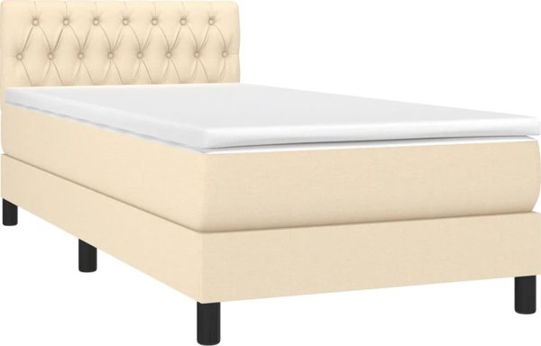 vidaXL Λευκό κρεβάτι continental με στρώμα, 100x200 cm, υφασμάτινο