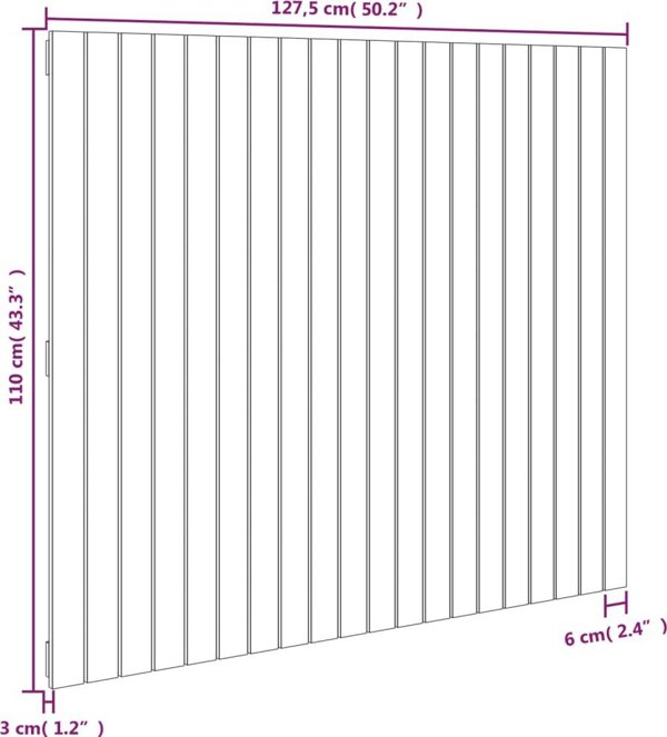 vidaXL Κεφαλάρι κρεβατιού, λευκό, 127,5x3x110 cm, μασίφ πεύκο