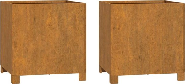 vidaXL Donice na nozkach 2 szt szare 42x40x43 cm stal kortenowska