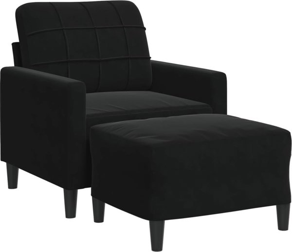 vidaXL Πολυθρόνα με Υποπόδιο Μαύρη 60 cm Βελούδινη