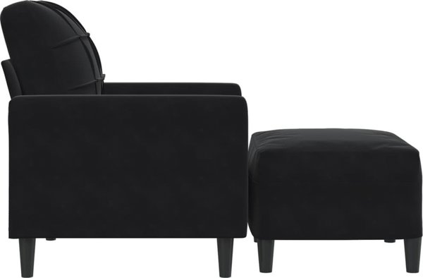 vidaXL Πολυθρόνα με Υποπόδιο Μαύρη 60 cm Βελούδινη