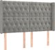 vidaXL Κεφαλάρι κρεβατιού με LED, ανοιχτό γκρι, 147x16x118/128 εκ, βελούδο