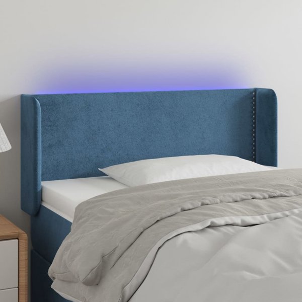 vidaXL Zaglowek do lozka z LED, gkri mavro, 103x16x78/88 cm, aksamit