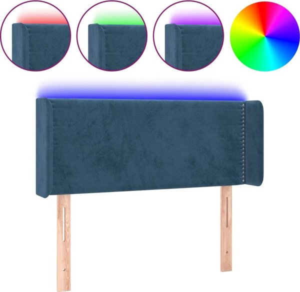 vidaXL Zaglowek do lozka z LED, gkri mavro, 103x16x78/88 cm, aksamit