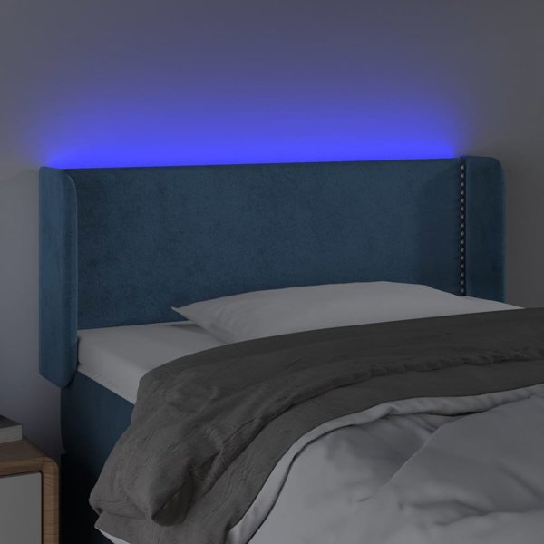 vidaXL Zaglowek do lozka z LED, gkri mavro, 103x16x78/88 cm, aksamit