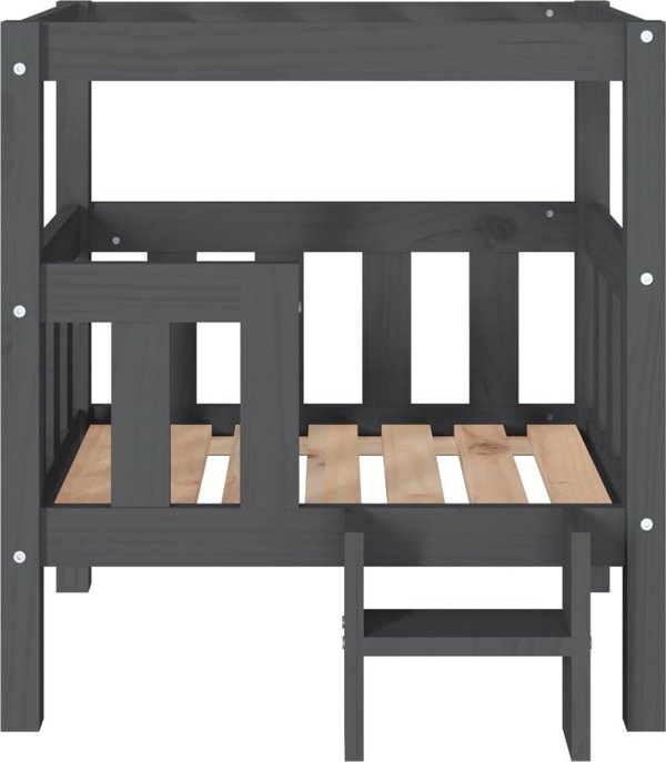 vidaXL vidaXL Legowisko dla psa, szare, 65,5x43x70 cm, lite drewno sosnowe