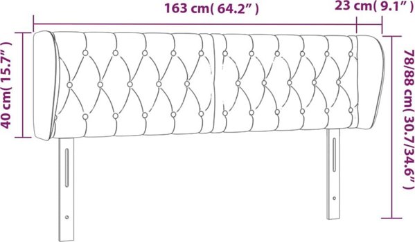 vidaXL Κεφαλάρι ακρωτήριο, μαύρο, 163x23x78/88 εκ., υφασμάτινο