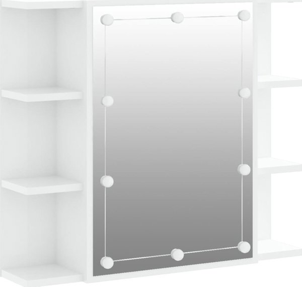 vidaXL Ντουλάπι με καθρέφτη και LED, λευκό γυαλιστερό, 70x16,5x60 cm