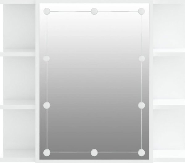 vidaXL Ντουλάπι με καθρέφτη και LED, λευκό γυαλιστερό, 70x16,5x60 cm