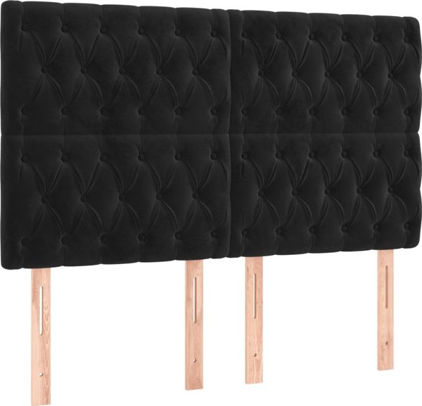 vidaXL Κρεβάτι Kontynentalne με Στρώμα και LED, μαύρο βελούδο, 140x200 cm