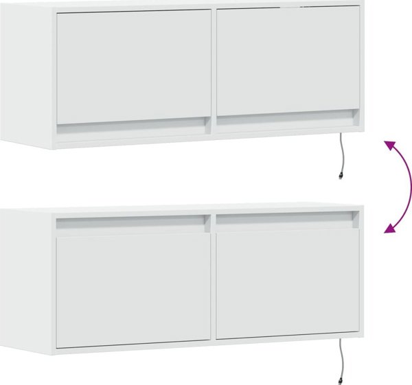 vidaXL Λευκή Επιτοίχια Ντουλάπα TV με LED, 100x31x35 cm