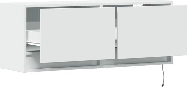 vidaXL Λευκή Επιτοίχια Ντουλάπα TV με LED, 100x31x35 cm