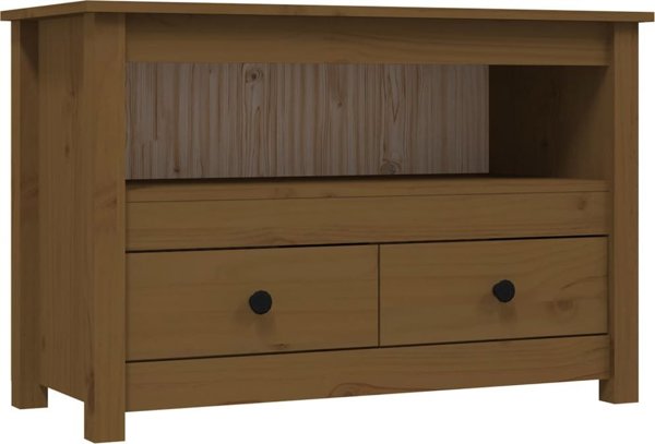 vidaXL Szafka pod TV, μπεζ καφέ, 79x35x52 cm, μασίφ πεύκο