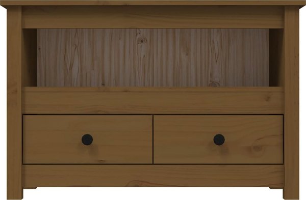 vidaXL Szafka pod TV, μπεζ καφέ, 79x35x52 cm, μασίφ πεύκο