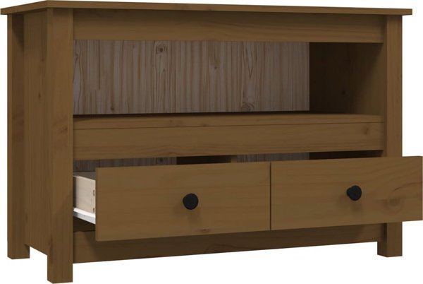 vidaXL Szafka pod TV, μπεζ καφέ, 79x35x52 cm, μασίφ πεύκο