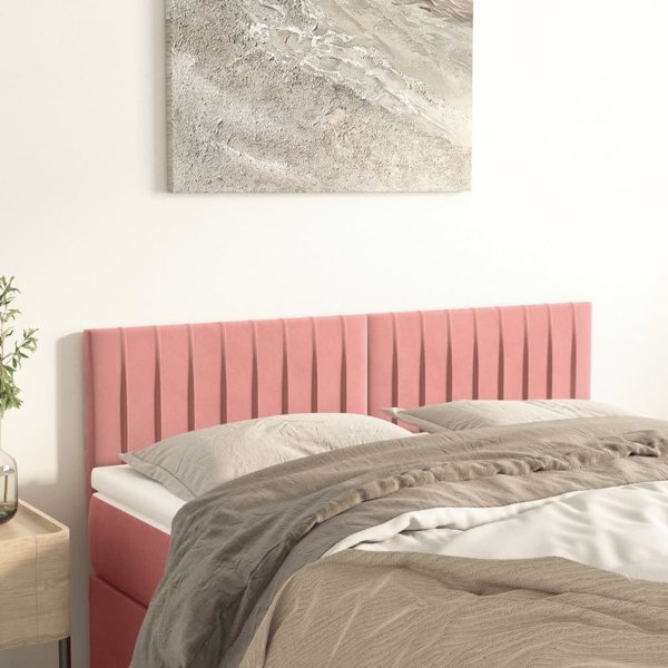 vidaXL Κεφαλαριά για κρεβάτι 2 τεμ. ροζ 72x5x78/88 cm βελούδινα