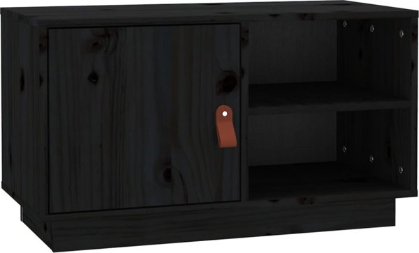 vidaXL vidaXL Szafka pod TV, czarna, 70x34x40 cm, lite drewno sosnowe