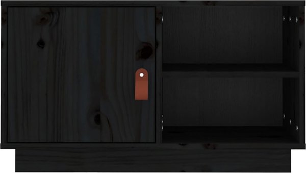 vidaXL vidaXL Szafka pod TV, czarna, 70x34x40 cm, lite drewno sosnowe