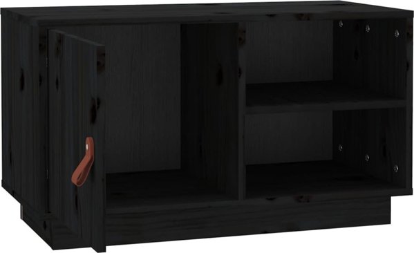 vidaXL vidaXL Szafka pod TV, czarna, 70x34x40 cm, lite drewno sosnowe