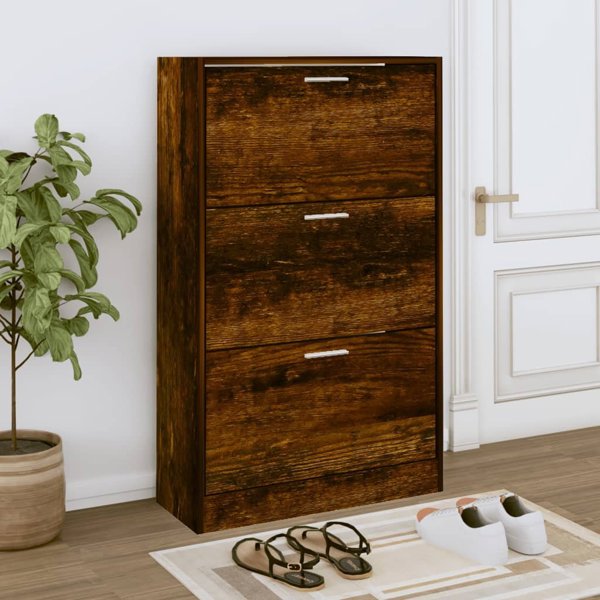 vidaXL Ράφι παπουτσιών, καπνιστή δρυς, 63x24x103 εκ.