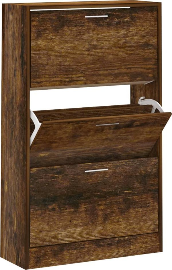 vidaXL Ράφι παπουτσιών, καπνιστή δρυς, 63x24x103 εκ.