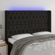vidaXL Κεφαλάρι για κρεβάτι με LED σε μαύρο ύφασμα 147x16x118/128 cm