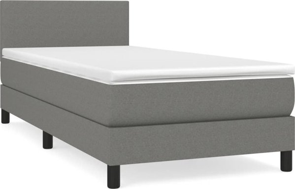 vidaXL Κρεβάτι Continental με στρώμα, σκουρόχρωμο γκρι ύφασμα 90x190 εκ.