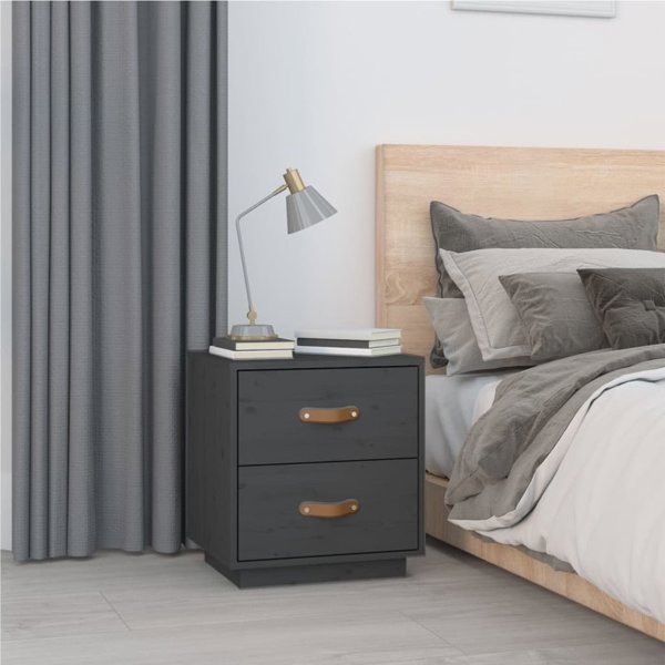 vidaXL Szafki nocne, 2 szt., szare, 40x34x45 cm, lite drewno sosnowe