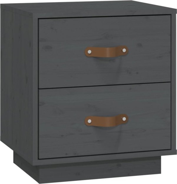 vidaXL Szafki nocne, 2 szt., szare, 40x34x45 cm, lite drewno sosnowe