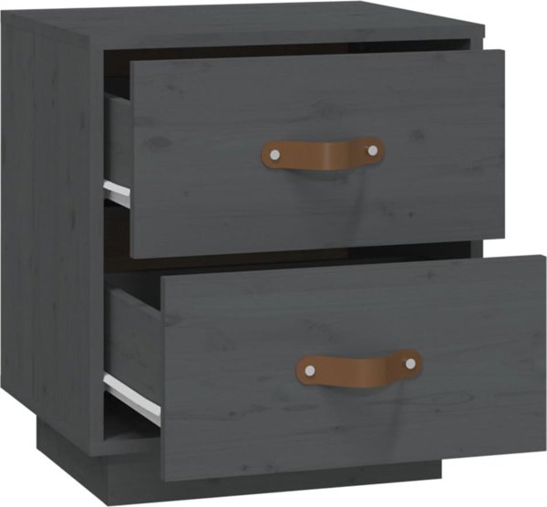 vidaXL Szafki nocne, 2 szt., szare, 40x34x45 cm, lite drewno sosnowe