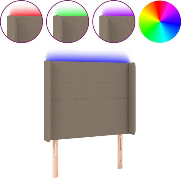 vidaXL Κεφαλάρι κρεβατιού με LED, taupe, 83x16x118/128 εκ., ύφασμα