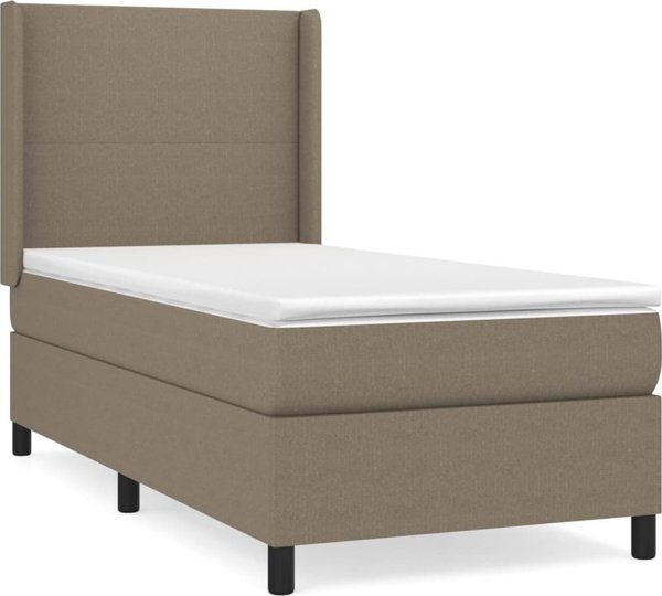 vidaXL Κρεβάτι Κοντινεντάλ 100x200 cm Ταουπέ Υφασμάτινο με Στρώμα