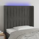 vidaXL Κεφαλάρι κρεβατιού με LED, σκούρο γκρι, 83x16x118/128 cm, ατλαζέ ύφασμα