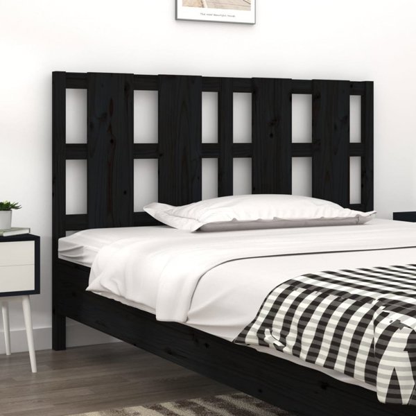 vidaXL Κεφαλάρι κρεβατιού, μαύρο, 145,5x4x100 εκ., από μασίφ πεύκο