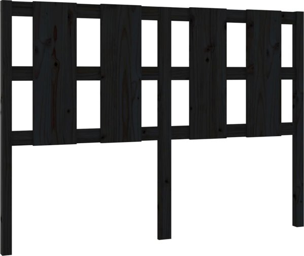 vidaXL Κεφαλάρι κρεβατιού, μαύρο, 145,5x4x100 εκ., από μασίφ πεύκο