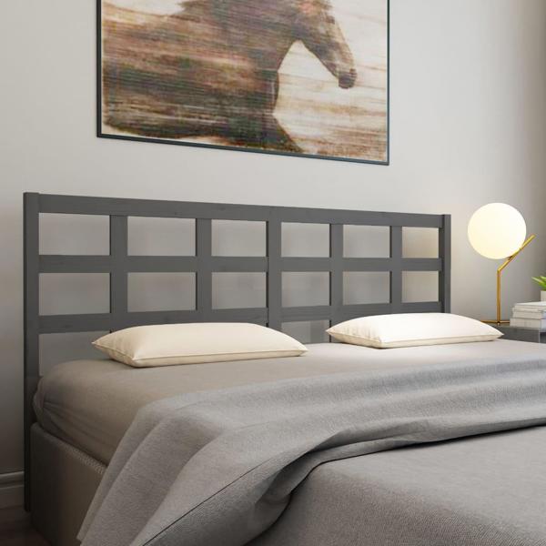 vidaXL κεφαλάρι κρεβατιού, γκρι, 205,5x4x100 cm, μασίφ ξύλο πεύκου