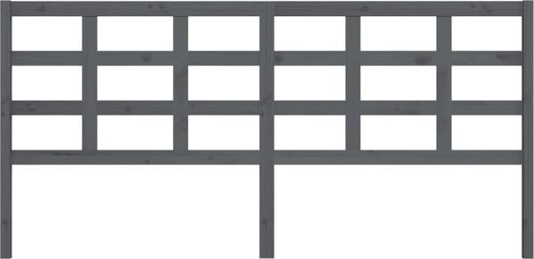 vidaXL κεφαλάρι κρεβατιού, γκρι, 205,5x4x100 cm, μασίφ ξύλο πεύκου