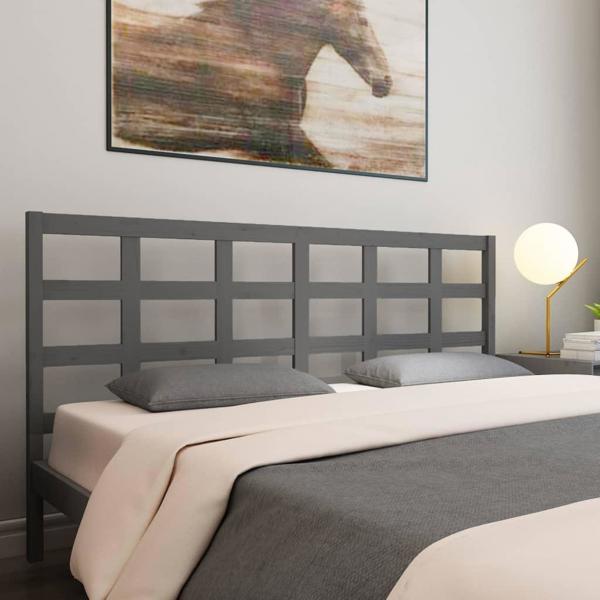vidaXL κεφαλάρι κρεβατιού, γκρι, 205,5x4x100 cm, μασίφ ξύλο πεύκου