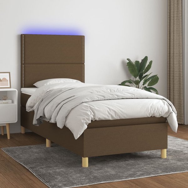 vidaXL Κρεβάτι Continental με Στρώμα, Καφέ, 90x190 εκ, Ύφασμα