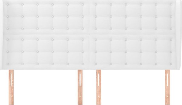 vidaXL Zaglowek κεφαλάρι uszak, λευκό, 183x23x118/128 εκ, συνθετικό δέρμα