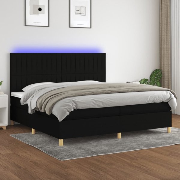 vidaXL Lodzko kontynentalne z materacem czarne 200x200 cm tkanina