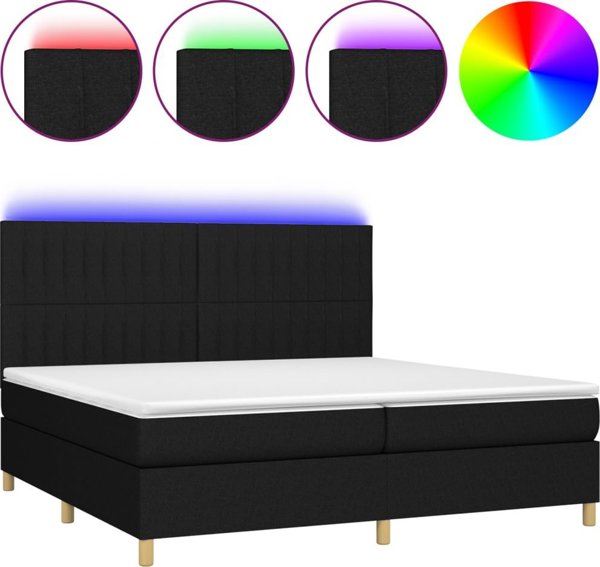 vidaXL Lodzko kontynentalne z materacem czarne 200x200 cm tkanina