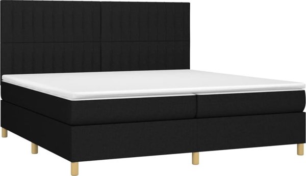 vidaXL Lodzko kontynentalne z materacem czarne 200x200 cm tkanina