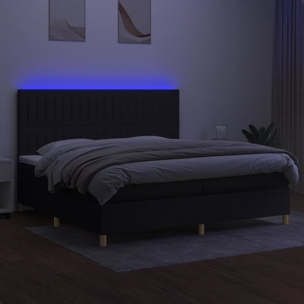 vidaXL Lodzko kontynentalne z materacem czarne 200x200 cm tkanina
