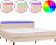 vidaXL Lozko kontynentalne materac i LED cappuccino 200x200 cm