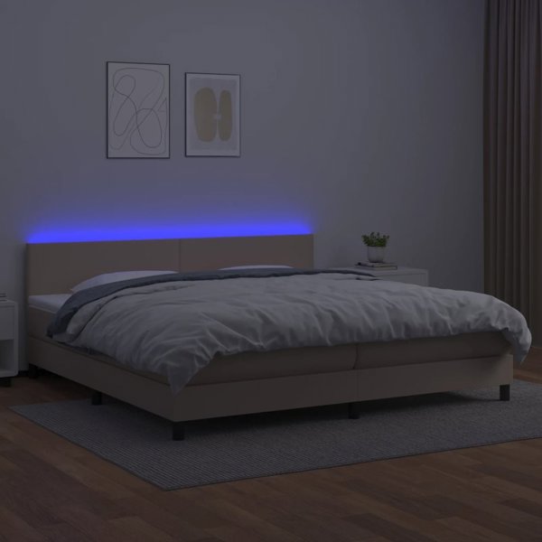 vidaXL Lozko kontynentalne materac i LED cappuccino 200x200 cm