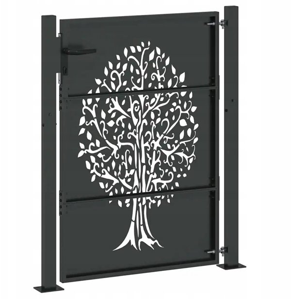 vidaXL VidaXL Brama ogrodowa Czarny 110 x 155 cm Stal Malowana Proszkowo