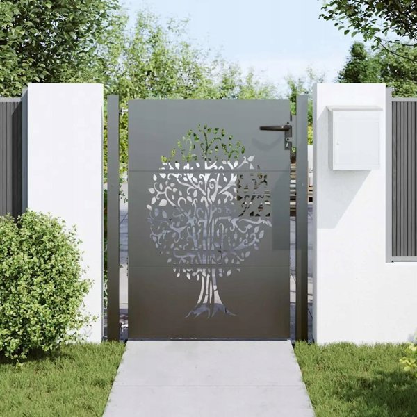 vidaXL VidaXL Brama ogrodowa Czarny 110 x 155 cm Stal Malowana Proszkowo