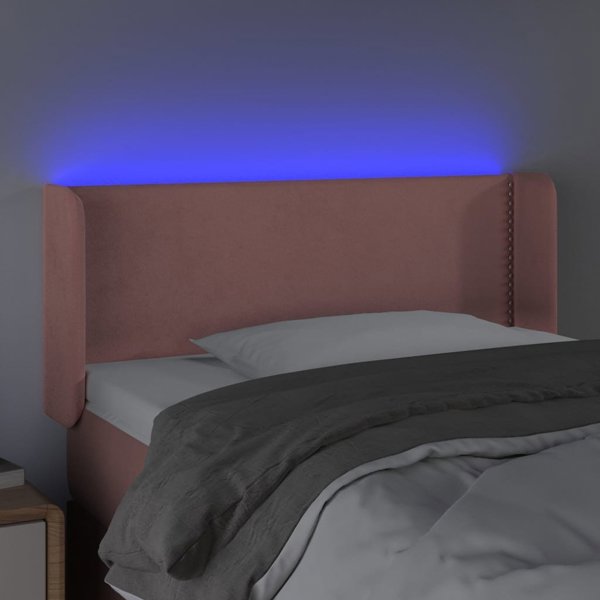 vidaXL Κεφαλάρι Κρεβατιού με Φωτισμό LED Ροζ Βελούδο 103x16x78/88 εκ.